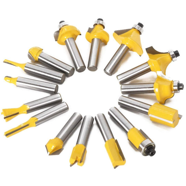 15 Piece Router Bit Set - 1/4 inch Shank