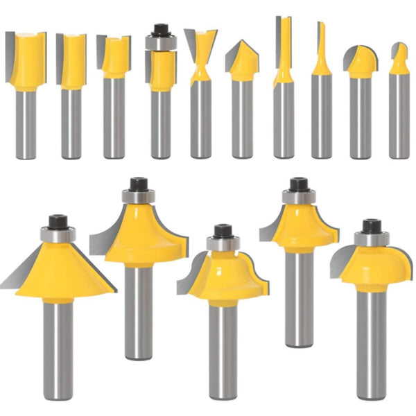 15 Piece Router Bit Set - 1/4 inch Shank