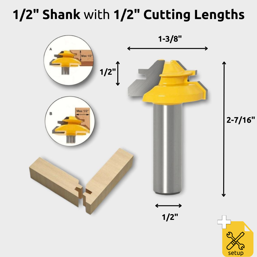 KareLite® 45° Lock Miter Router Bit - 1/2" Shank