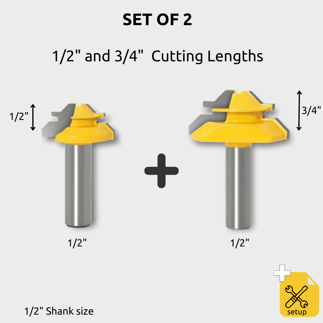 KareLite® 45° Lock Miter Router Bit - 1/2" Shank