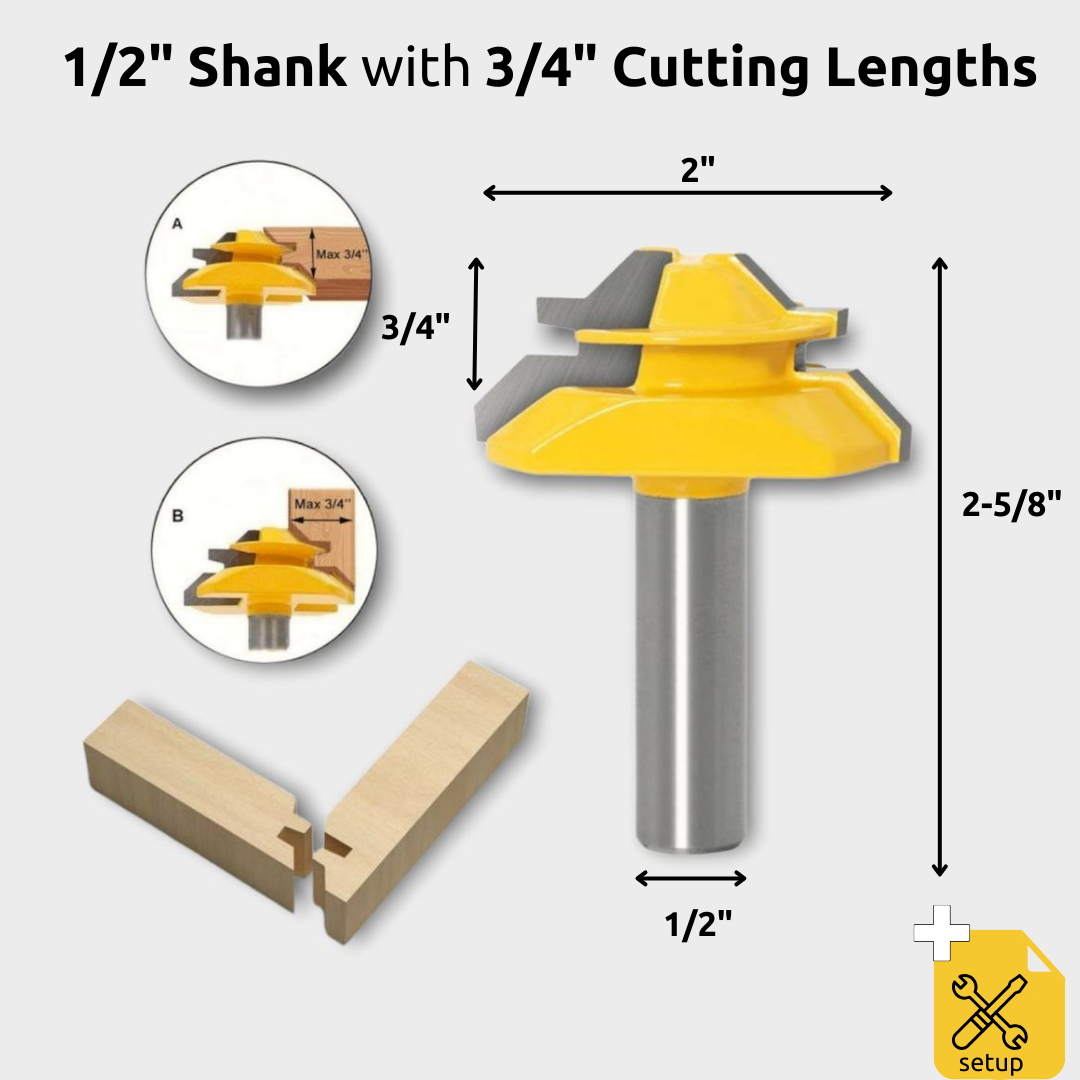 KareLite® 45° Lock Miter Router Bit - 1/2" Shank