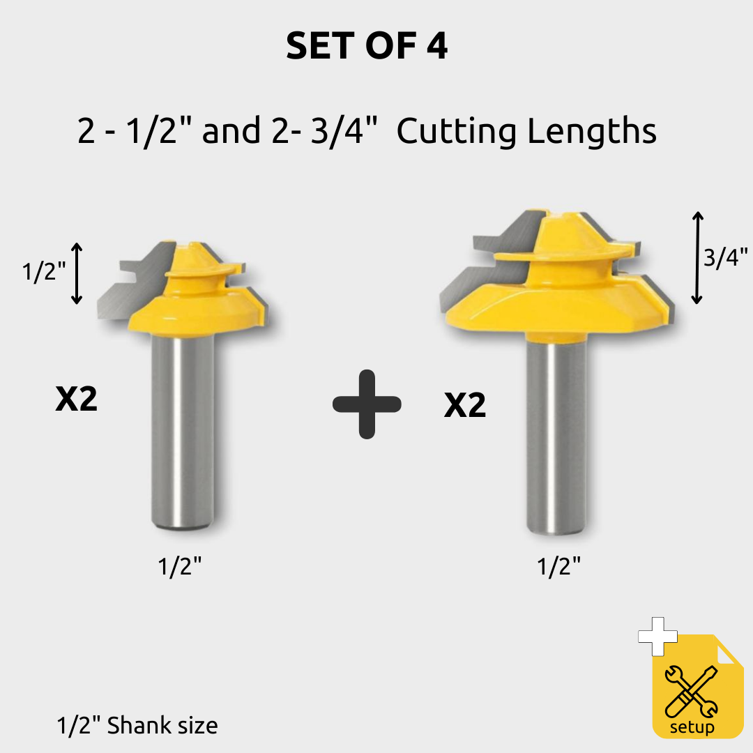 KareLite® 45° Lock Miter Router Bit - 1/2" Shank