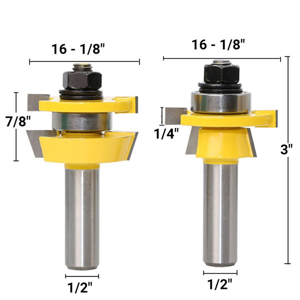 KareLite®  Rail & Stile Router Bit - Shaker - 2 Piece Set - 1/2" Shank