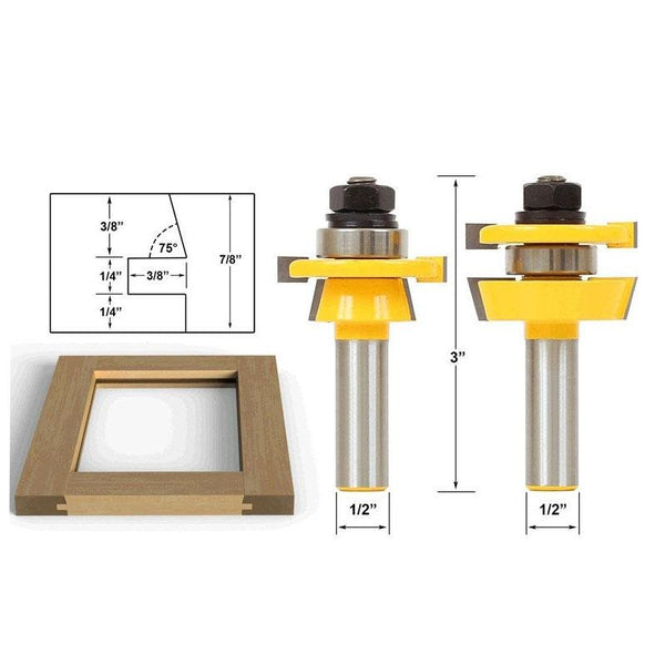 KareLite®  Rail & Stile Router Bit - Shaker - 2 Piece Set - 1/2" Shank