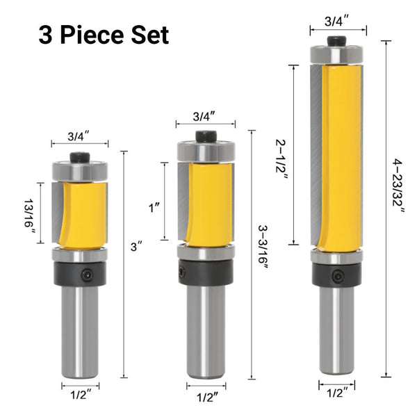 KareLite® Template & Flush Trim Double Bearing Router Bits - 1/2" Shank